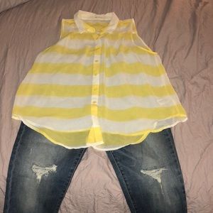 Forever21 yellow striped blouse